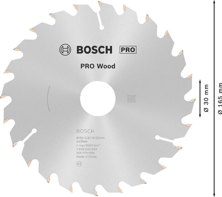Produktbild Bosch Professional Zubehör PRO Wood Kreissägeblatt, 165 x 2.6 x 30 mm
