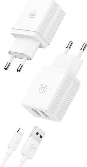 Produktbild Usams Ład. siec. 18W Lightning2.1A 2.1A 1m Fast Charging biały/white HC series (CC090) (18 W)