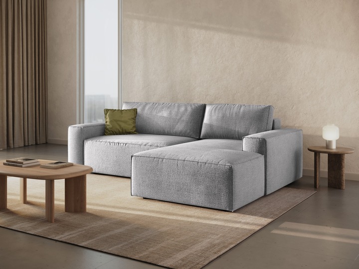 Actual product image Micadoni Bouclé Right Corner Sofa With Bed Function And Box, "Jodie", 3 Seats, 246x151x86 Made in Europe (Corner sofa)