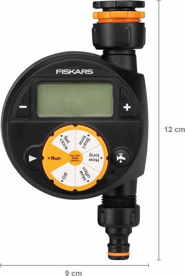 Actual product image Fiskars Timer/timer with 1 output, For all common tap sizes, Easy-to-read LCD (Water timer)