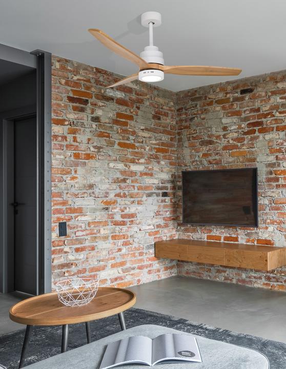 Produktbild Nova Luce NATURE LED Ventilator Weiss 12W Warmweiss 38,5 - 48x132cm 9952314