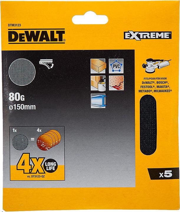 Actual product image DeWalt Sanding grid 150mm K80 5pcs (80)