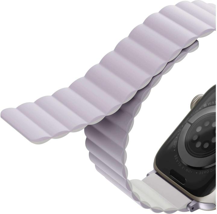 Produktbild Uniq pasek Revix Apple Watch Series 4/5/6/7/8/SE/SE2 38/40/41mm. Reversible Magnetic lilak-bia?y/lil (Silikon)