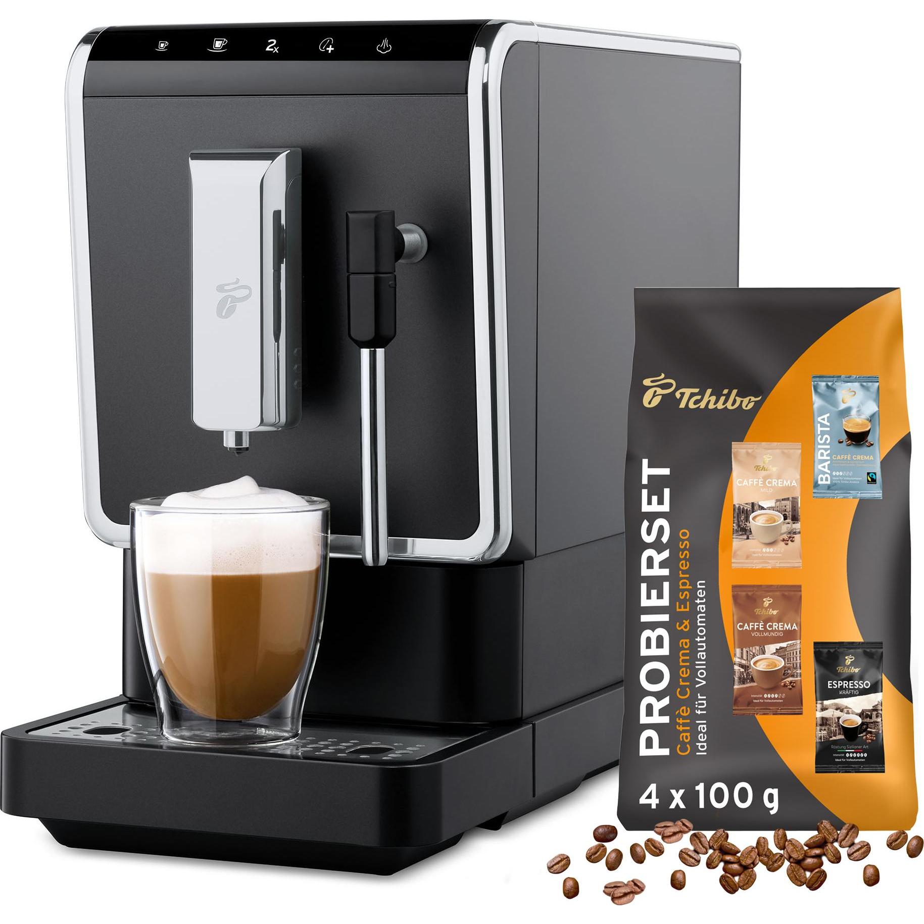 Tchibo Kaffeevollautomat Esperto Latte, Anthrazit, Kaffeevollautomat, Grau