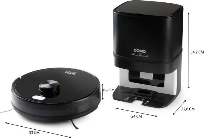 Actual product image Domo DO7298S Robot Vacuum and Mop Black App controlled, remote controlled, with wis (Vacuum mopping robot)