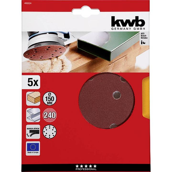 Actual product image kwb Velcro adhesive discs 150 perforated K240/5pcs. (240)