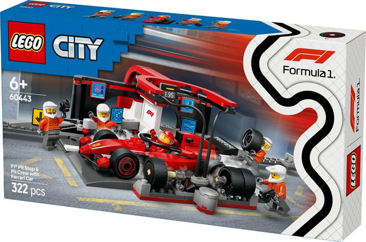 Immagine prodotto LEGO F1 Boxenstopp mit Boxencrew und Ferrari Flitzer (60443, LEGO City)