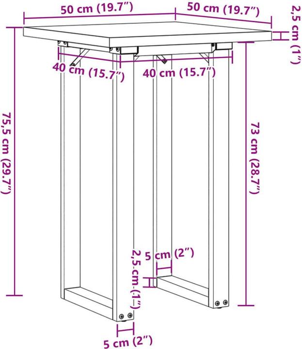 Actual product image vidaXL Esstisch (50 x 50 x 75.50 cm)