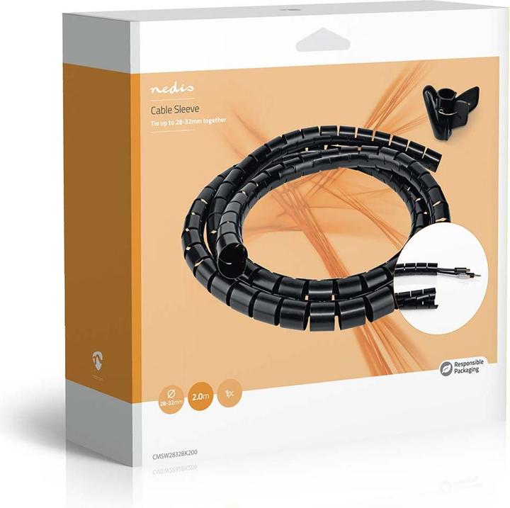 Produktbild Nedis Kabelmanagement Hülse 2.00 m 1 Stück max. Kabeldicke: 32 mm PE Schwarz (Kabeldurchlass, 200 cm)