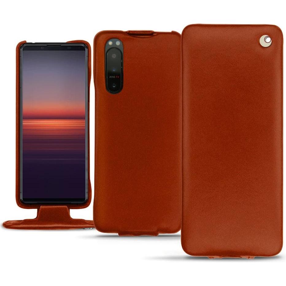 Noreve Lederschutzhülle vertikal (Sony Xperia 5 II), Smartphone Hülle, Orange