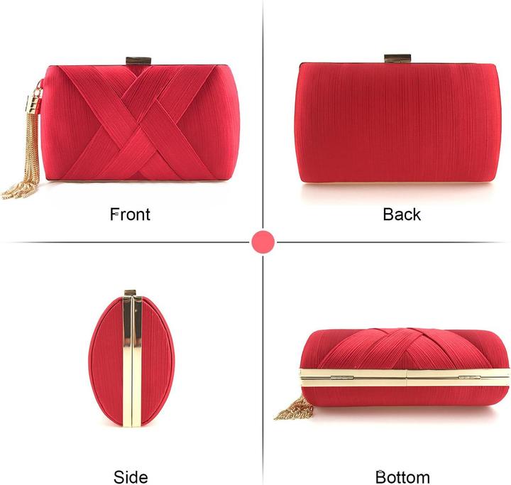 Produktbild Only-Bags.Store Abend Clutches Tasche Satin Hochzeit Party Abend Tasche Quaste Anhänger