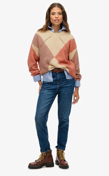 Actual product image Superdry Women's oversized V-neck pullover with diamond pattern (XL)