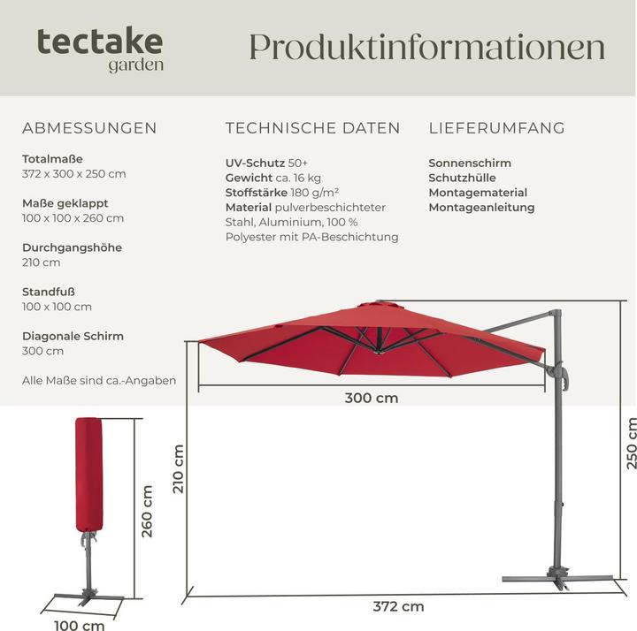 Actual product image tectake Parasol Daria (3 m)