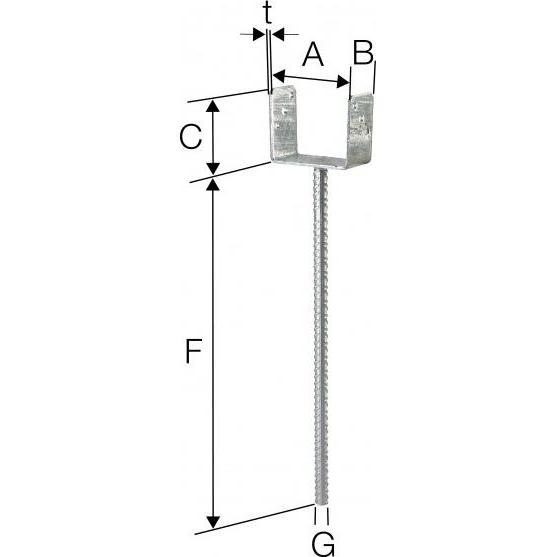 Simpson Sst, Baubeschläge + Holzverbinder, Simpson Pfostenhalter PPU120/60G-B (1 Stk.)