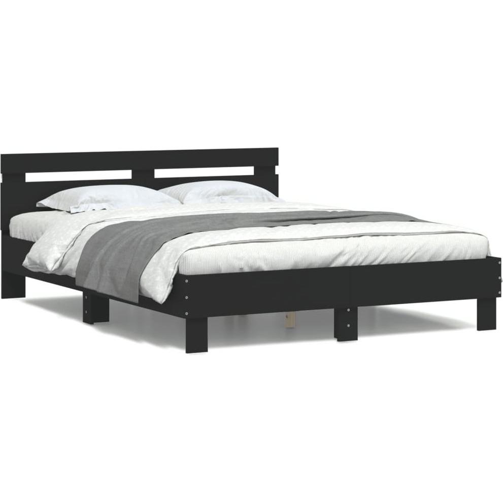 VidaXL, Bett, Bettgestell mit Kopfteil LED-Beleuchtung (140 x 190 cm)