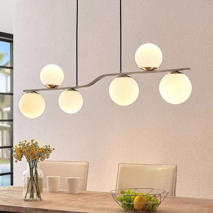 Produktbild Lindby Avalyn Pendelleuchte Opal/Nickel (E14)