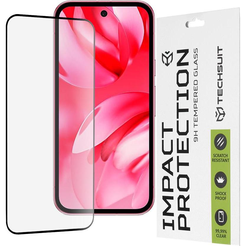 Techsuit - 111D Full Cover / Full Glue Glass - Google Pixel 9a - Black (Google Pixel 9a), Pellicola protettiva smartphone, Nero