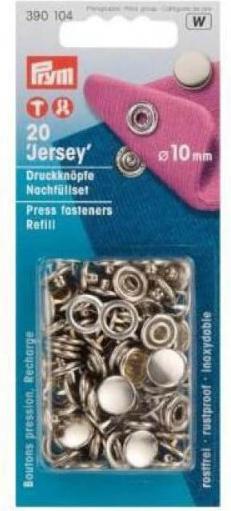 Actual product image Prym Push button jersey cap, refill, silver 10 mm, card 20 pcs.