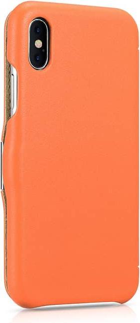 Image du produit iCarer iPhone X/XS - Luxury Series étui à rabat en cuir véritable RI802-IG, orange (Apple iPhone X, Apple iPhone XS)