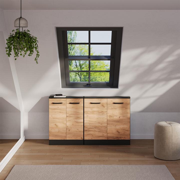 Produktbild Vichy Dachschrägenschrank Rion, Anthrazit/Goldkraft Eiche, mit 2 Türen (46 x 46 x 81.60 cm)