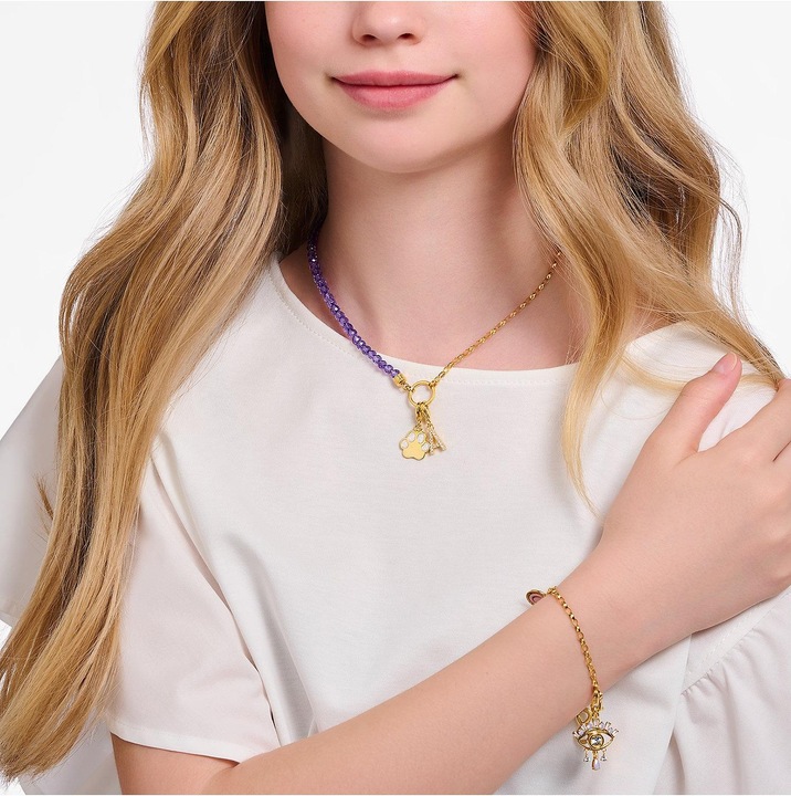 Immagine prodotto Thomas Sabo Collana Charm Member con link e imitazione di ametista placcata in oro (Smalto, Argento 925, 40 - 45 cm)