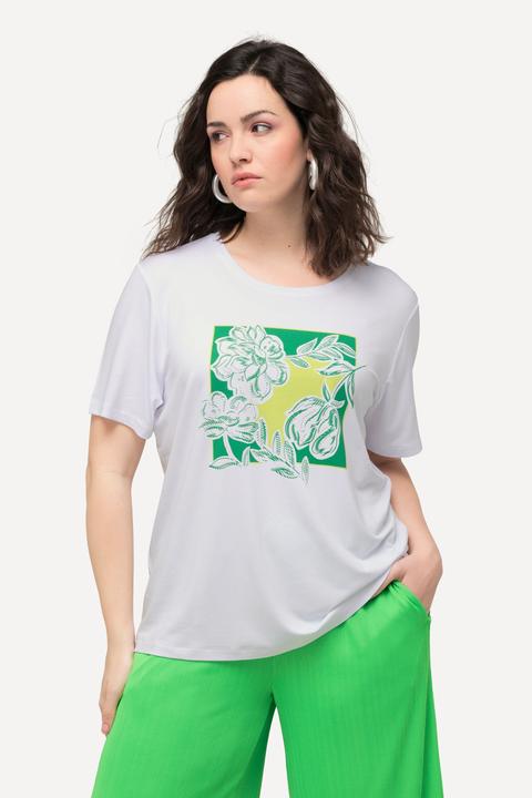 Produktbild Ulla Popken T-Shirt, Blume, Ziersteine, Rundhals, Halbarm (42, 44)