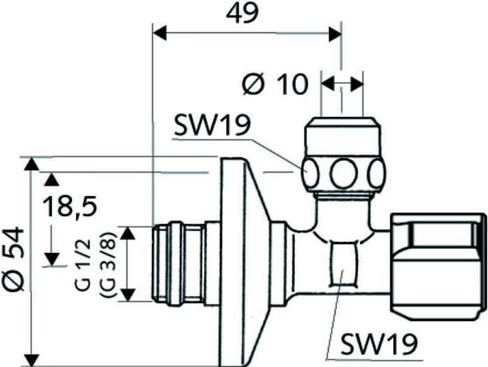 Immagine prodotto Schell Valvola di regolazione angolare COMFORT filtro cromo 1/2inchx3/8inch, con ASAG