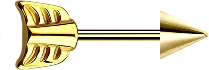 Produktbild Star Piercing Micro Barbell vergoldet mit Cone und Pfeil (ohne Messing, Chirurgenstahl 316L)