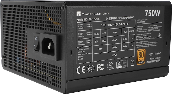 Actual product image Thermalright TR-TB750S Black - PSU, 80+ Bronze, 750W (750 W)