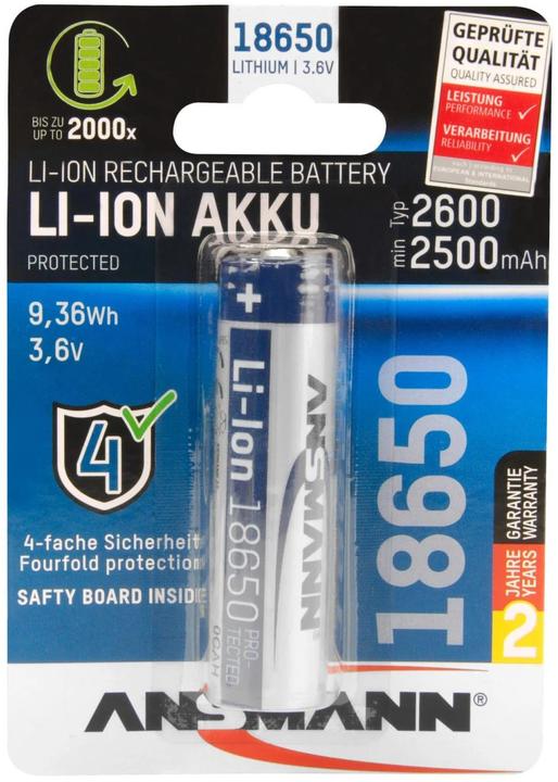Image du produit Ansmann 18650 (1 pcs, 18650, 2600 mAh)