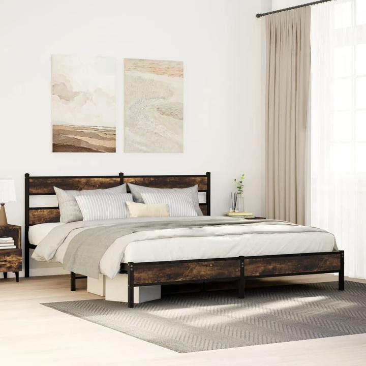 Image du produit VidaXL Lit métallique Cadre de lit Sommier à lattes Lit double sans matelas 180x200cm (180 x 200 cm)