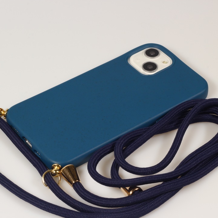 Produktbild PhoneLook Hülle Bio Eco-Friendly Vegan mit Handykette Necklace blau