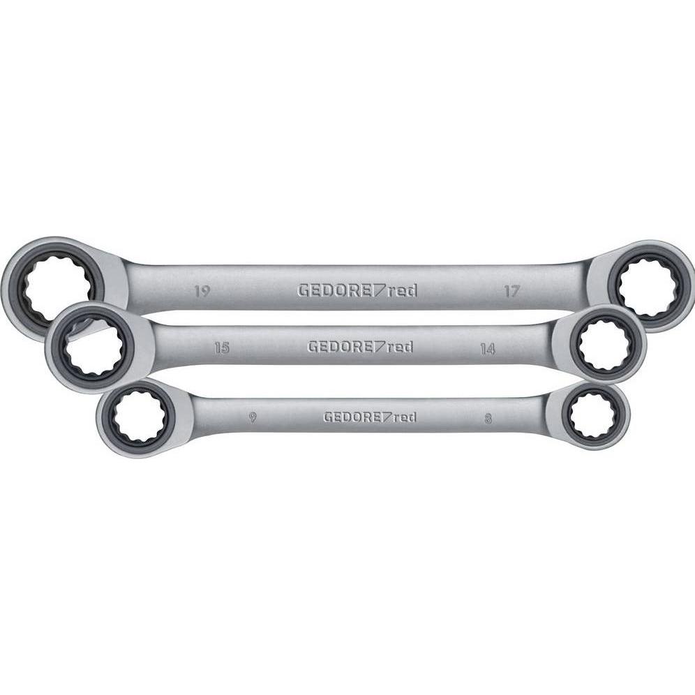 Gedore Red, Schraubenschlüssel, red R07405006 Doppelringratschenschlüssel-Satz SW8-19 mm 6-teilig (8 mm, 11 mm, 17 mm, 1...