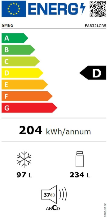 Etichetta energetica Smeg FAB32LCR5 (331 l)