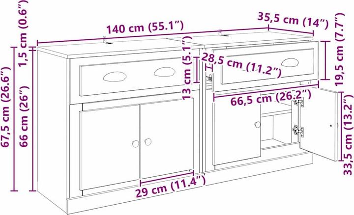 Image du produit vidaXL Modernes Sideboard (70 x 35.50 x 67.50 cm)