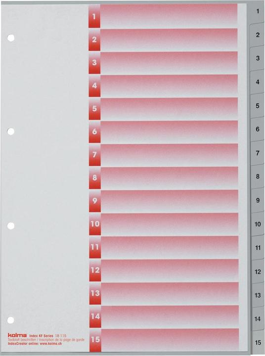 Immagine prodotto Kolma Indice A4 forte 1-15 15 pezzi grigio