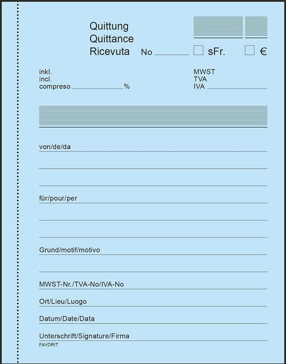 Image du produit Favorit Livre de copies autocopiantes Reçus avec du papier autocopiant (100x)