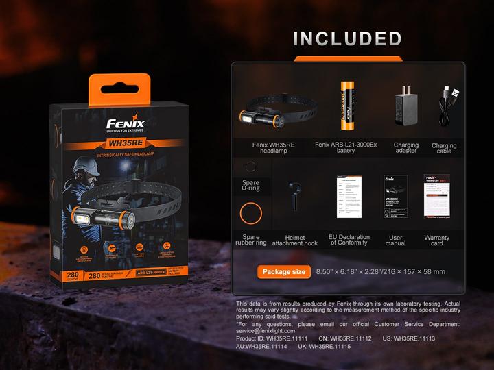 Image du produit Fenix WH35RE, USB-C Wiederauladbare ATEX LED-Stirnlampe (280 lm)