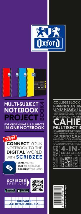 Produktbild Oxford Projectbook, kar., 80 Blatt (A4+, Kariert, Harter Einband)