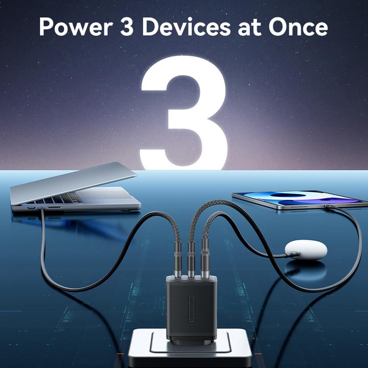Image du produit Vention Wall charger,, FERW0-UE, 2xUSB-C, USB- A, 65W/65W/30W, GaN (white) (65 W)