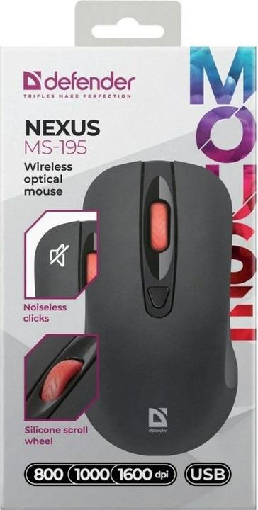 Actual product image Defender Mysz Nexus Ms-195 Rf Silent Czarna (Wireless)