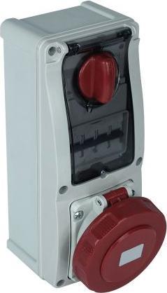 Actual product image RS PRO IP67 Red Wall Mount 3P + N + E Vertical Ind (63 A)