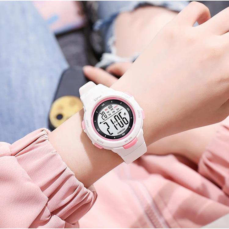 Thumbnail - VR Shinecon, Armbanduhr, Kinderuhr, Weiss, (Digitaluhr, Chronograph, 41 mm)