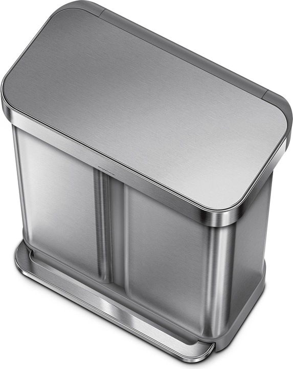 Produktbild Simplehuman Abfalleimer Doppelkammer 58 l, Silber gebürstet (58 l)