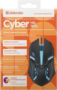 Produktbild Defender MAUS CYBER MB-560L SCHWARZ 7 FARBEN 1200DPI 3P (Kabelgebunden)
