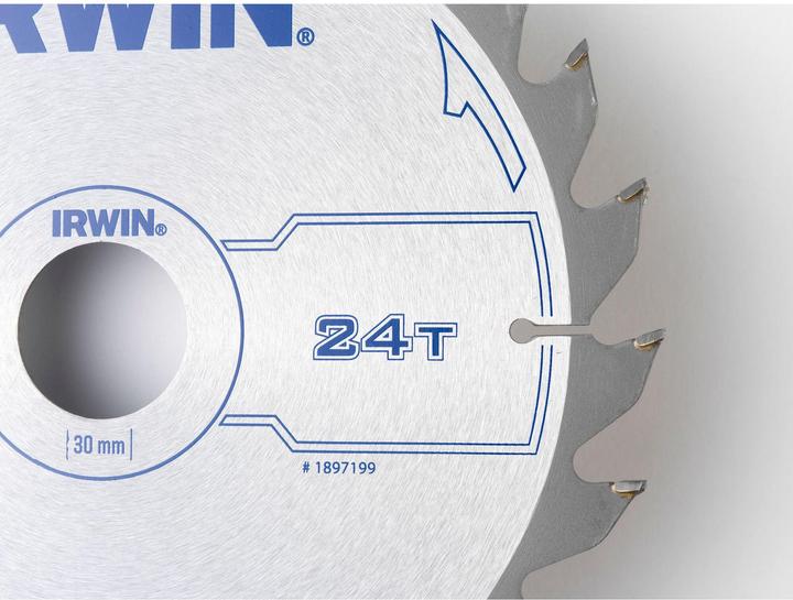Produktbild Irwin IRW1897199 190 x 30 mm, 24 Zähne Kreissägeblatt mit ATB Zahn Mahlgrössen