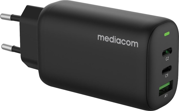 Mediacom MD PD CHARGER 65W 1USB+2TYPEC BLACK (65 W)