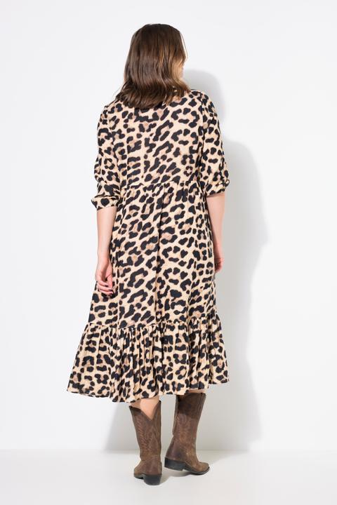 Actual product image Studio Untold Leopard Print Flounce Panel 3/4 Sleeve Dress (46, 48)