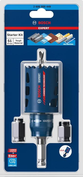 Produktbild Bosch Professional Zubehör EXPERT Tough Material Lochsäge-Starter-Set, 51 x 60 mm (51 mm)