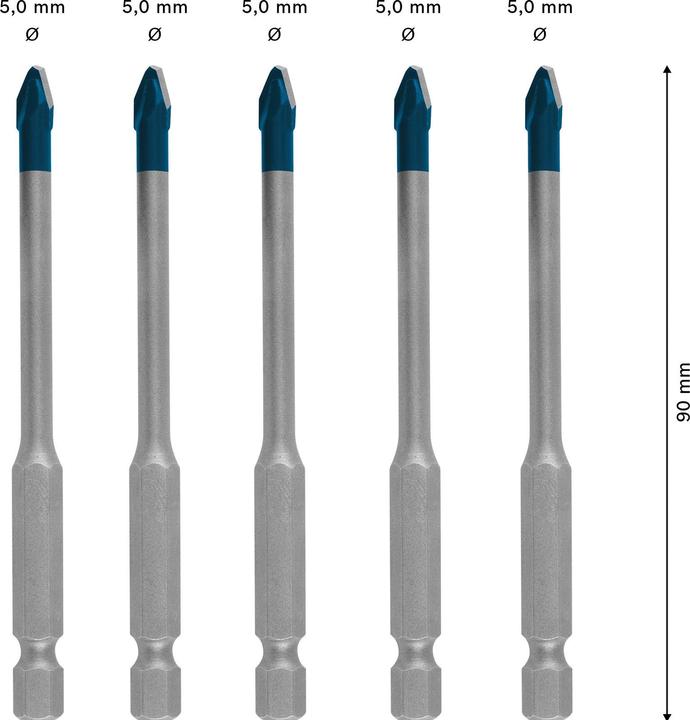 Produktbild Bosch Professional Zubehör EXPERT HEX-9 HardCeramic Dachziegel-Bohrer-Set, 5 mm, 5-tlg. (5 mm)